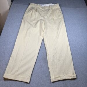 Vintage Vitali‎ 100% Linen Suit Pants 2XL/42 W38 Mint Yellow-Green Pleated NOTE